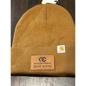 Carhartt Brown Knit Beanie Hat NWT Arcacontinental Coca-Cola Southwest Bev
 Logo